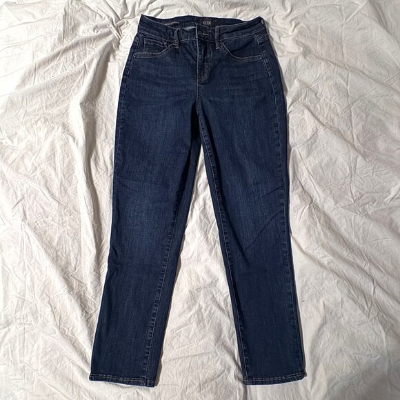EXCELLENT NYDJ Margot Girlfriend Jeans Rapture Relaxed Slim Fit Dark Denim SZ 4 - Picture 2 of 13